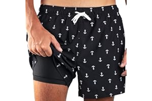Kanu Surf Mens 5” Adventure Men’s Swim Trunks – UPF 50+ Quick-Dry Bathing Suit Shorts with Pockets & Compression Liner