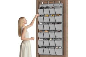 Over the Door Shoe Organizer,Hanging Shoe Rack Storage Holder with 24 Extra Large Fabric Pockets for Closet,Men Sneakers,Wome