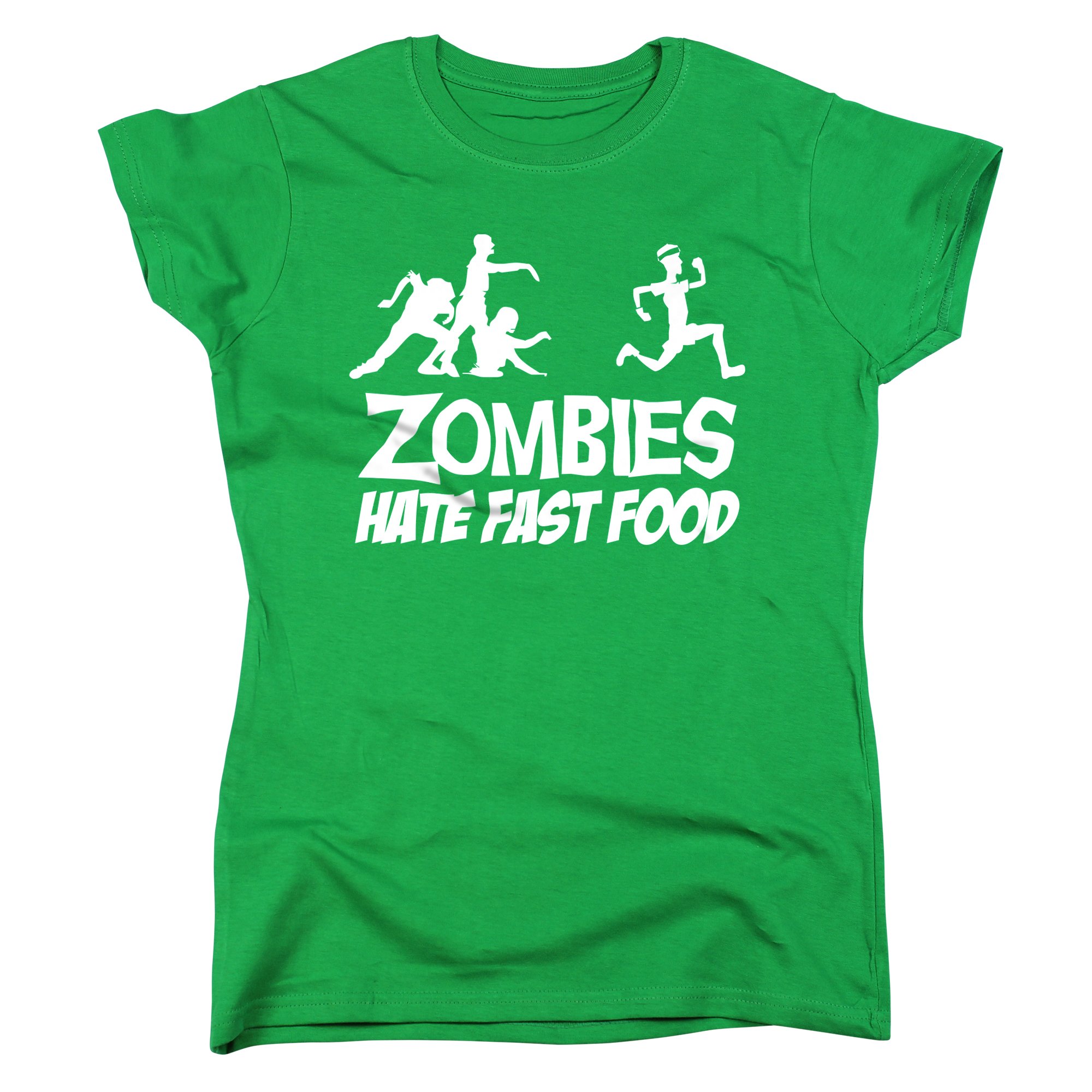 Nutees S Zombies Hate Fast Food Running Jog T Shirt