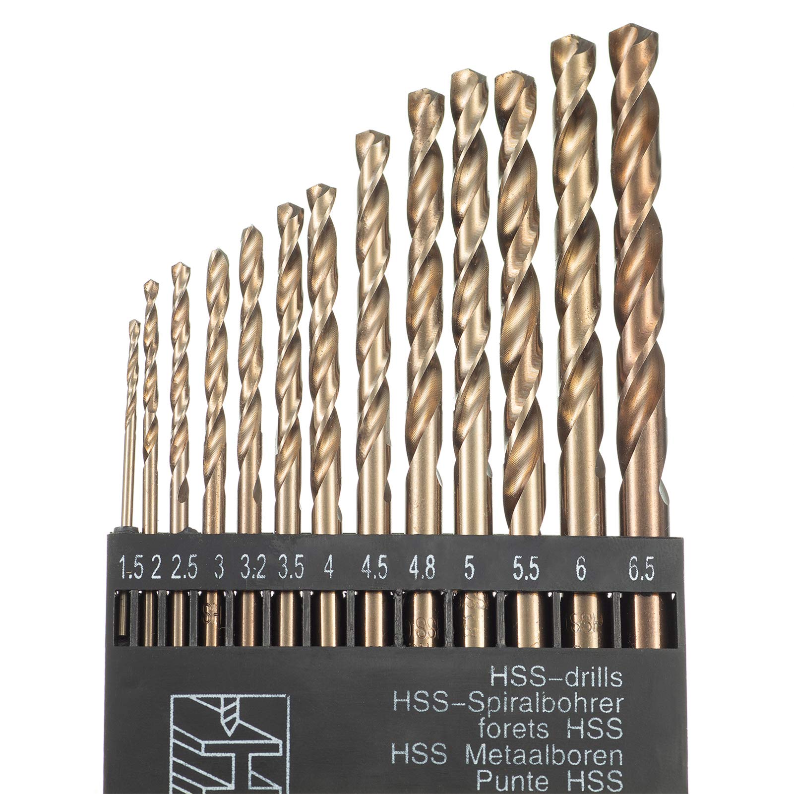 HPMAISON True 5% Cobalt Drill Bit Set, 13Pcs M35 High Speed Steel Twist Drill Bits 1.5mm-6.5mm, 135° Split Point Extremely Heat Resistant for Stainless Steel, Cast Iron, Hard Metal, Plastic, Wood — image 1