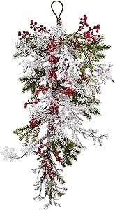 Nearly Natural 4550 26” Berry, Pine & Snowflake Teardrop