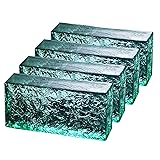 4 Pack-7.9"x3.9"x2" Green Glass Block-ice Crystal