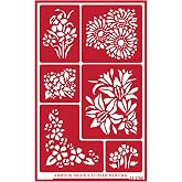 Over'N'Over Reusable Glass Etching Stencils &ndash; Durable Self-Stick Designs for Glass, Mirrors, and Ceramics with Armour Etch Cream &ndash; 5&rdquo; x 8&rdquo; Stencil Sheet - Spring Flowers