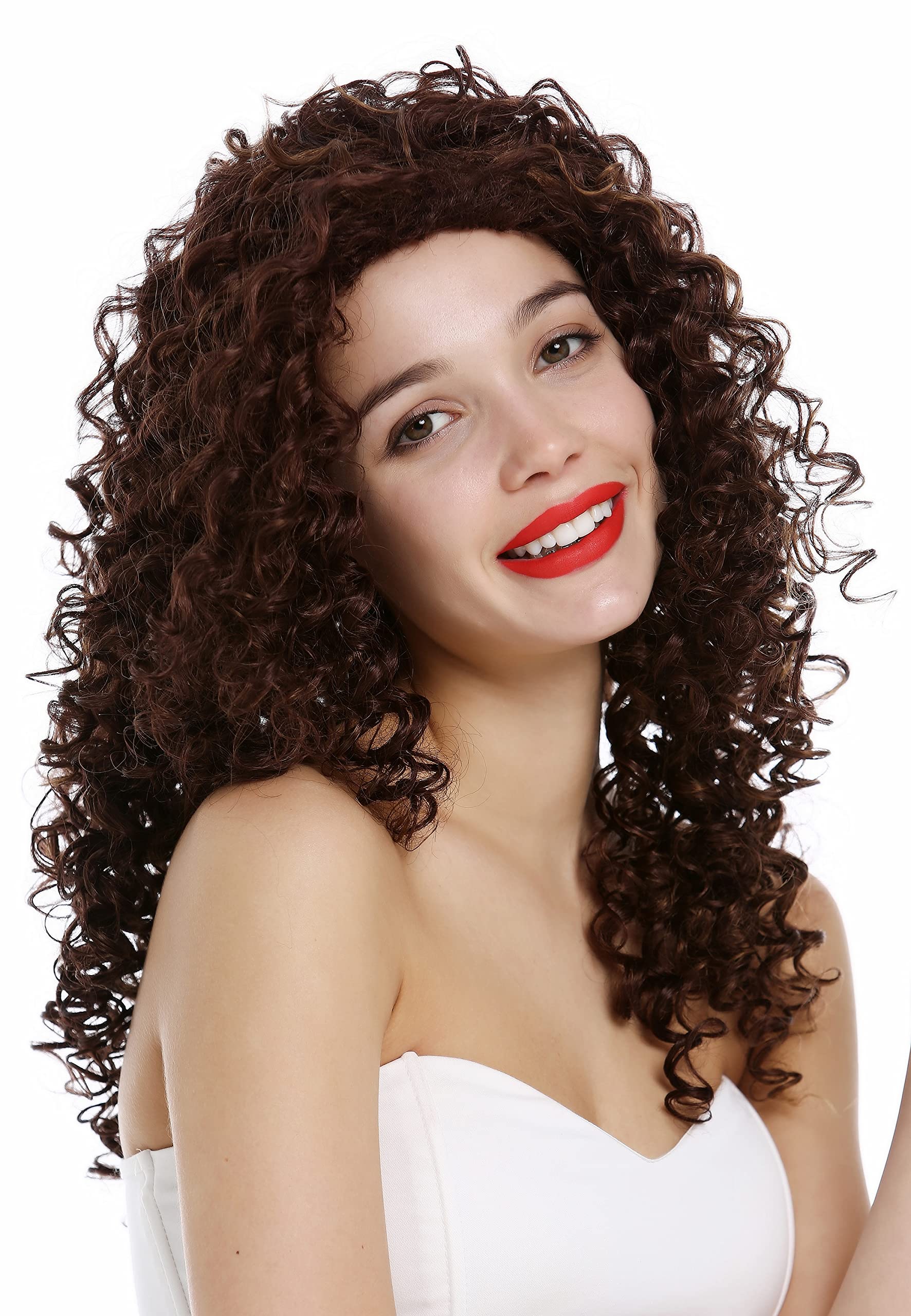 WIG ME UP - VK-35-33H27 Lady Wig long very curly voluminous curls curled dark auburn blond highlights