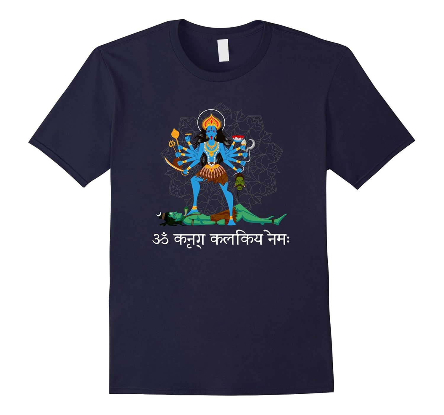 Goddess Kali T-Shirt With Sanskrit Mantra-Rose