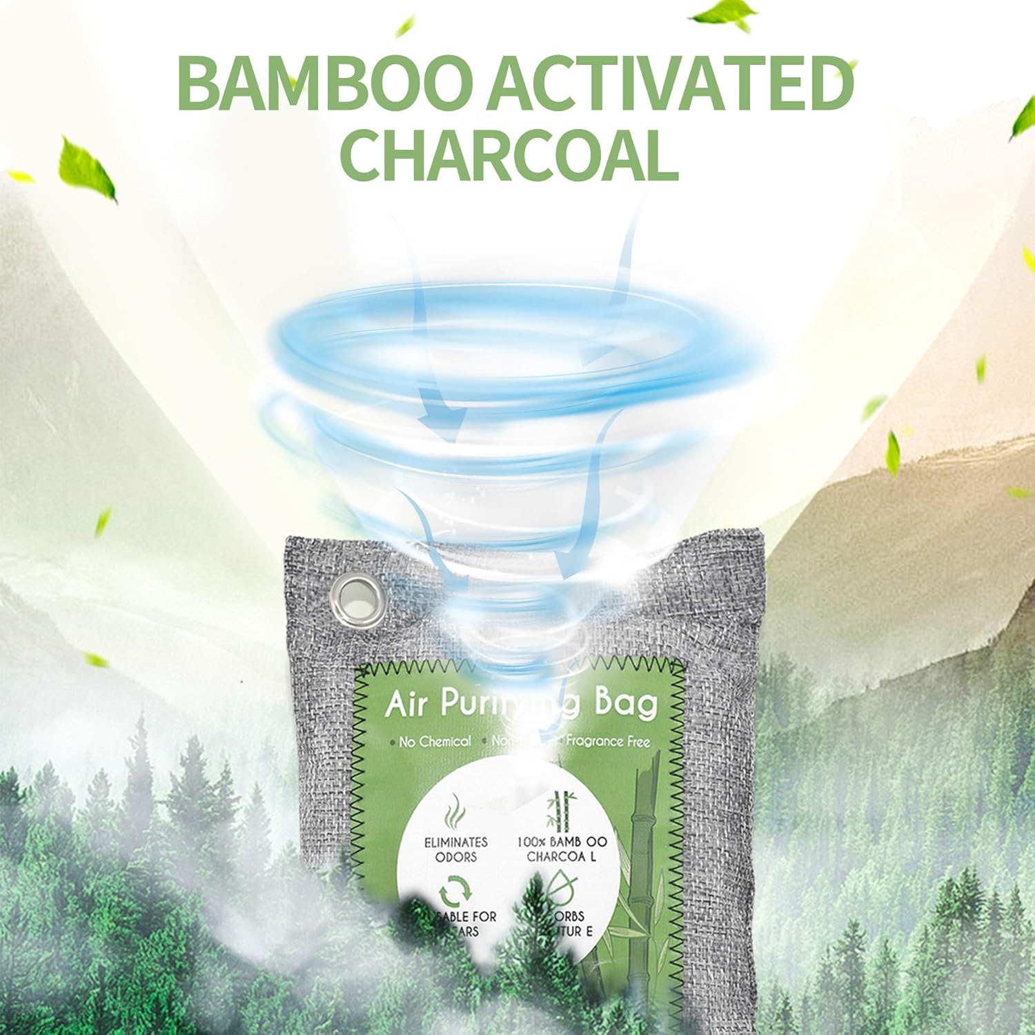 12 Pack Bamboo Charcoal Air Purifying Bag, Activated Charcoal Bags Odor Absorber, Moisture Absorber, Natural Car Air Freshener, Shoe Deodorizer, Odor Eliminators For Home, Pet, Closet (8x50g, 4x200g): Kitchen & Dining