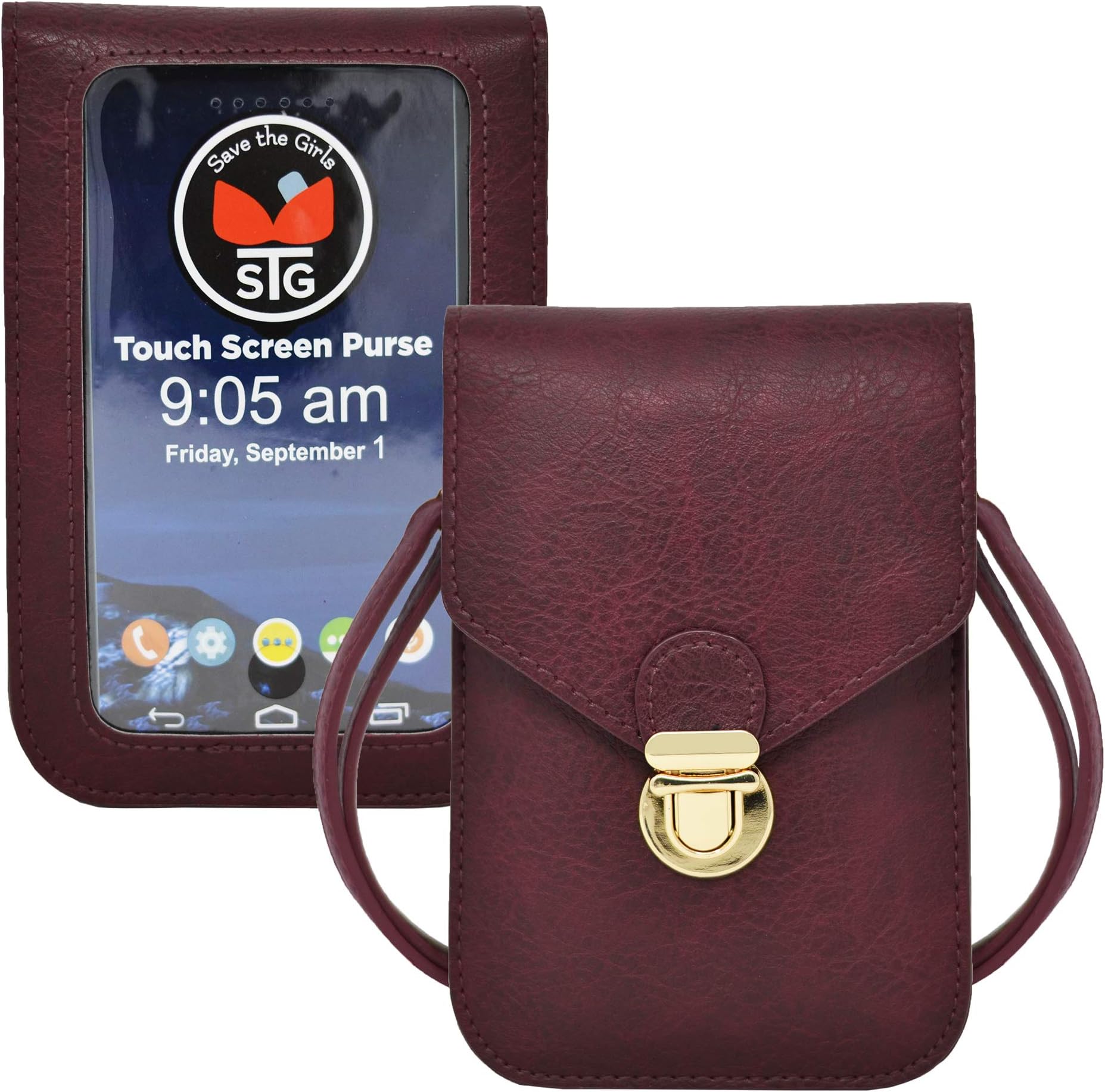 Touch Screen Purse by Lori Greiner Fits Most Smartphones– Stylish Crossbody with Strap, Holds Cash, Credit Cards & Phone