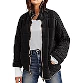 Wefebi Womens Dolman Quilted Lightweight Jackets Full-zip Stand Collar Loose Warm Winter Outwears with Pockets
