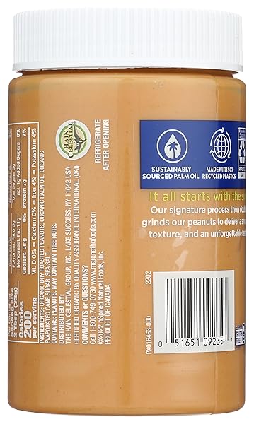 MARANATHA ORGANIC CREAMY PEANUT BUTTER SPREAD, NO STIR, 16 OUNCE JAR
