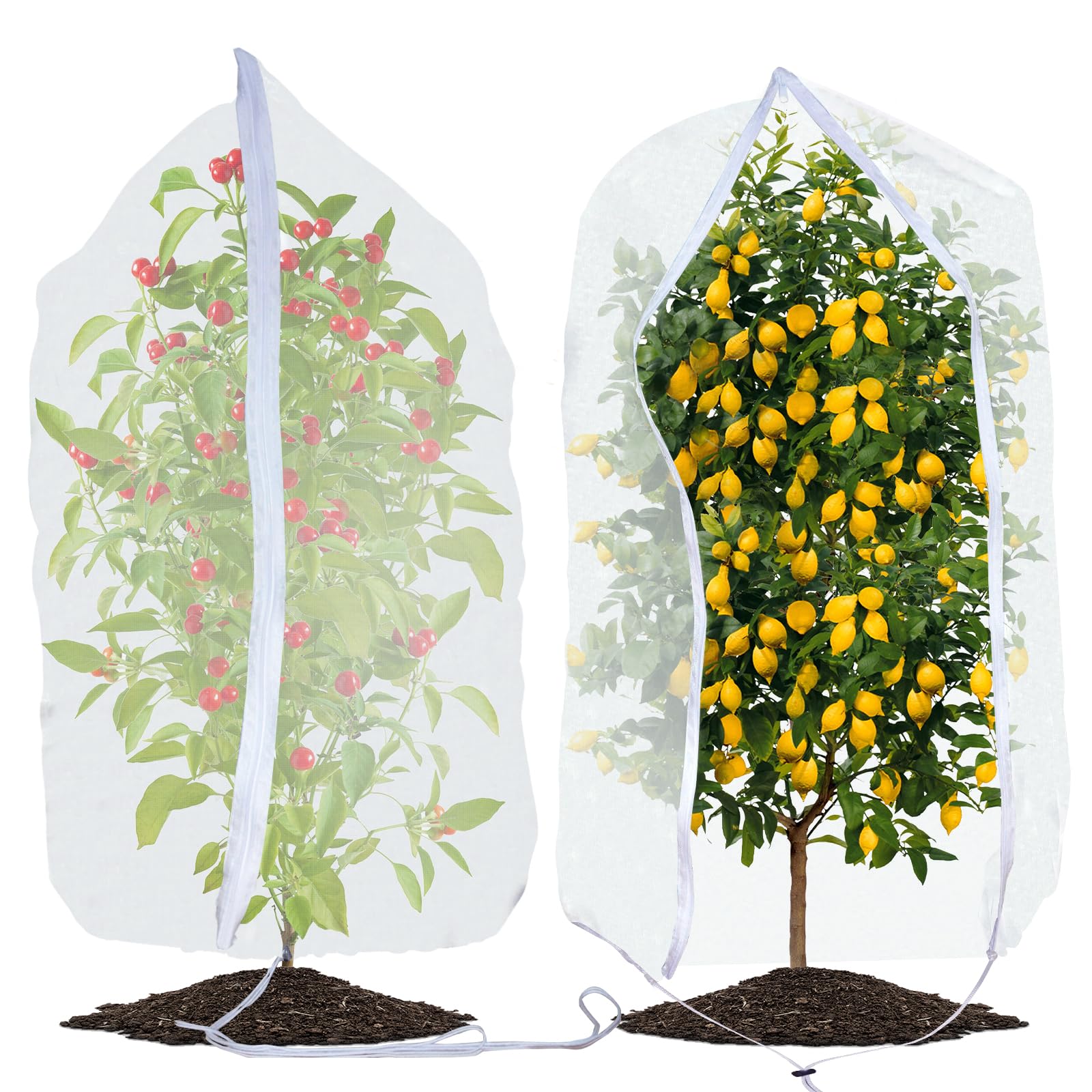 Photo 1 of gumkeg Premium Bird Netting for Garden Protection, 2 Pack Blueberry Bush Garden Netting Cover with Drawstring & Zipper, 3.5 x 2.3 Ft Fruit Tree Netting Protective, Plant Net from Bird & Insect