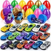 18 Pack Prefilled Easter Eggs, Cars Easter Eggs Filled for Kids Hunt Supplies, Racing Cars EasterEgg Basket Fillers Party Favor