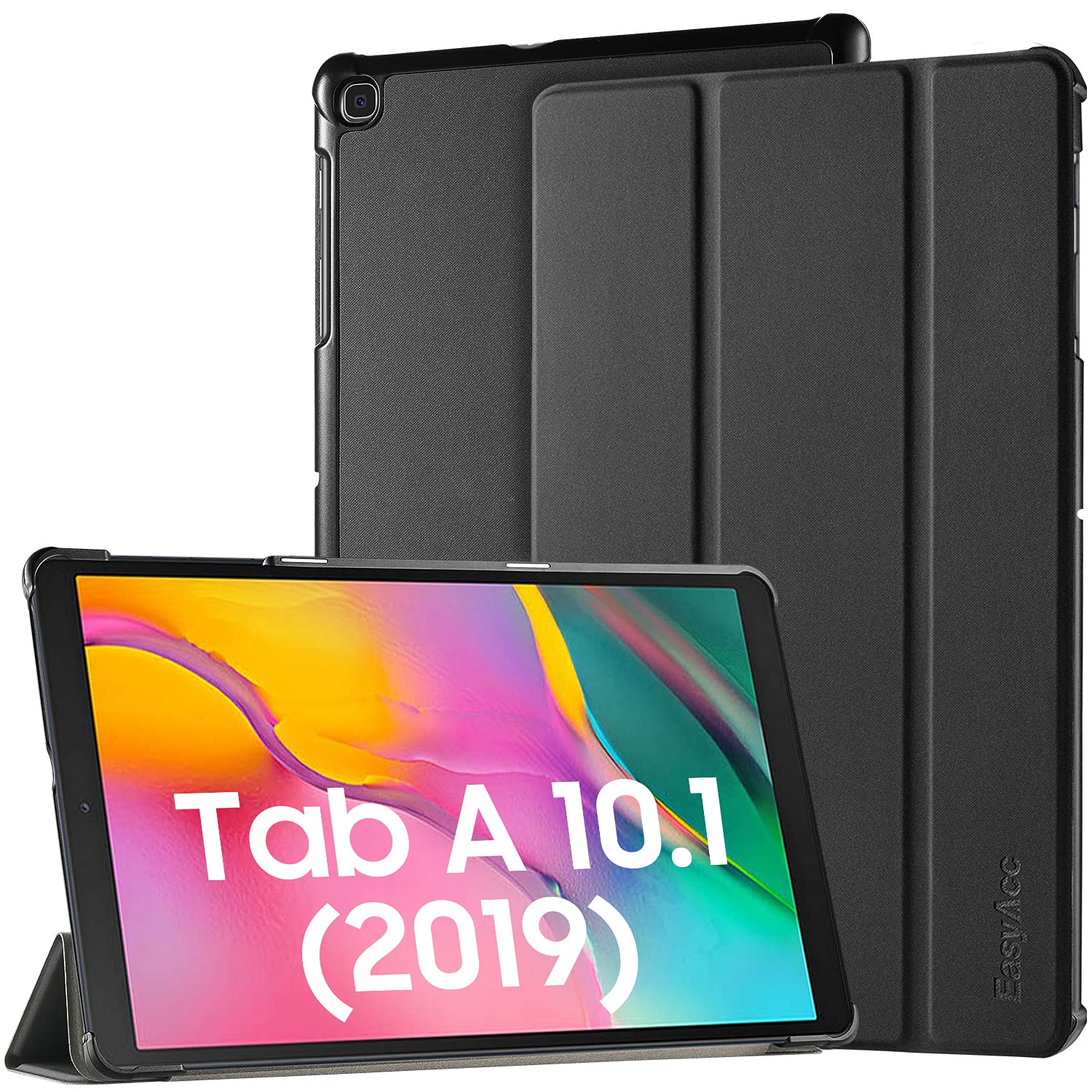 EasyAcc Case for Samsung Galaxy Tab A 10.1 2019 T510/ T515 - Ultra Thin with Stand Function Slim PU Leather Smart Case Fits Samsung Galaxy Tab A T510/ T515 10.1 Inch 2019 Black