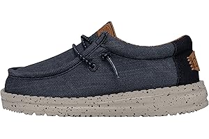 Hey Dude Wally Toddler Washed Canvas | Boy's Loafers | Boy's Slip On Shoes | Comfortable & Light Weight