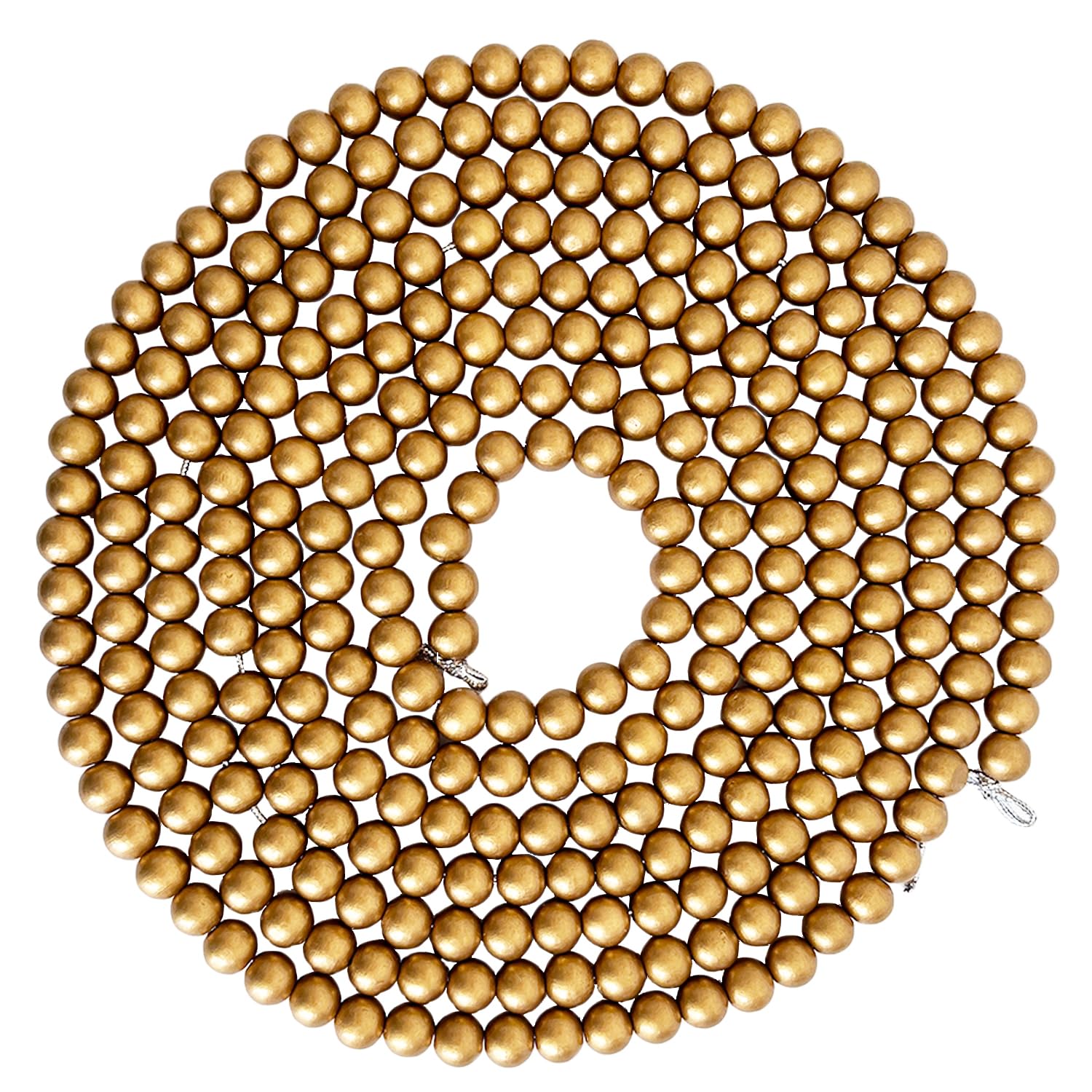 Photo 1 of 157 inch Christmas Wood Bead Garland,Gold Decorated with Christmas Tree Ornament,Farmhouse Bead Garland for Christmas Decoration Supplies
