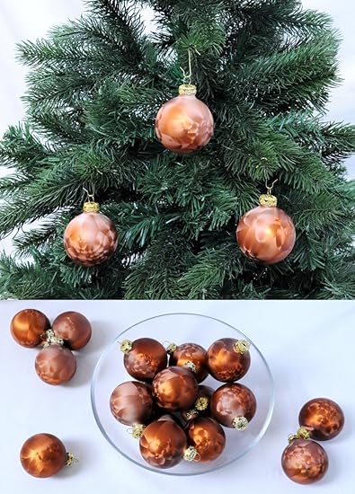 Thüringer Glas Eislack Christbaumkugeln Braun Weihnachtskugeln 4 5 6 7 8 cm, Größe:Ø 7 cm (9 Kugeln)