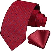 HISDERN Polka Dot Ties for Men Classic Silk Ties and Pocket Square Formal Business Necktie Handkerchief Wedding Party