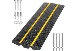 F COME FCOME Rubber Heavy Duty 22000lbs Capacity Car Ramp, Driveway Curb Ramp, Doorway Rubber Ramp, 48"L x 16.1"W x 2.6"H, Black+yellow
