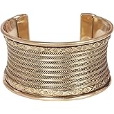 Touchstone Indian Bollywood Desire Brass Base Exotic Workmanship Free Size Cuff Bracelet in Antique Gold Or White Or Copper Tone for Women.