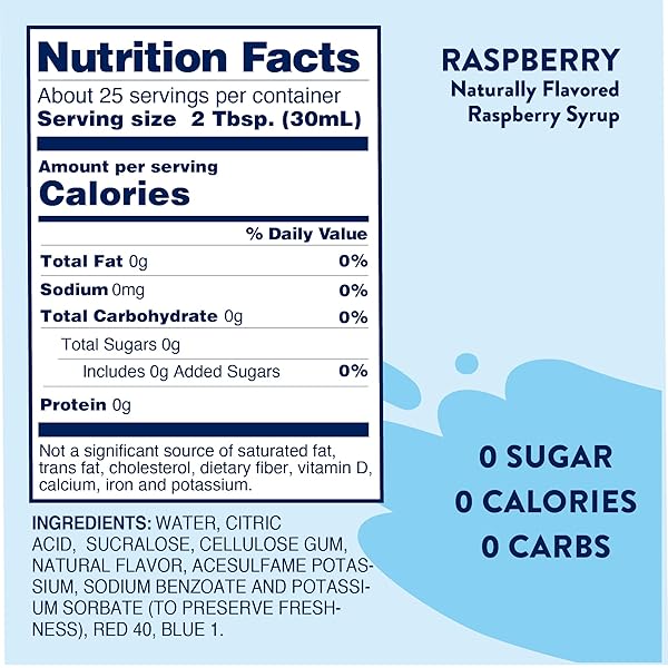 JORDAN’S SKINNY MIXES SUGAR FREE SYRUP, RASPBERRY FLAVOR, FRUIT FLAVORED WATER ENHANCER, DRINK MIX FOR ICE TEA, LEMONADE & MORE, ZERO CALORIE FLAVORING, KETO FRIENDLY, 25.4 FL OZ, 1 PACK