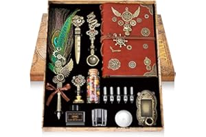 AIYNC Quill Pen and Ink Set, With Notebook Wax Seal Stamp Kit, Calligraphy Set for Writing Lovers, Valentine's Day and Birthday Gifts, Ideal for Holidays(Peacock Feather)
