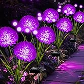 Solar Lights Outdoor Waterproof, 4 Pack Purple Solar Firefly Swaying Lights with Flowers, Flower Light Garden Decor for Halloween Christmas Outside Yard Patio, Gifts for Women Grandma