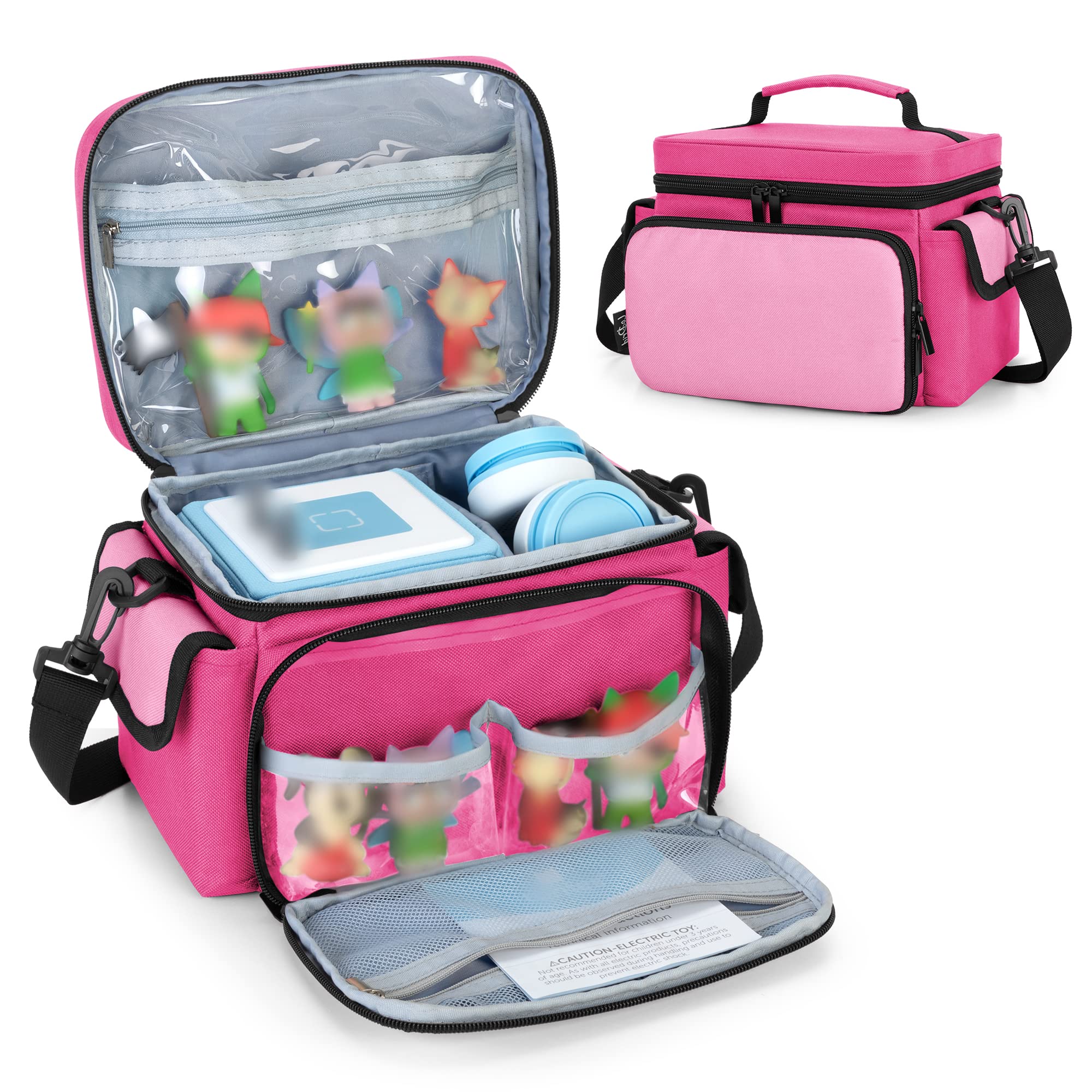 LoDrid Case Compatible with Toniebox, Portable Bag for Audio Player Starter Set with Handle and Shoulder Strap, Accessories Organizer, Rose Red, Bag Only (Patented Design)