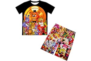 IOWILLAR Boys Five Horror Bear Shirt Set Little Kids Cartoon Movie Game Tee Top 2PCS Short Sleeve Clothes Outfit