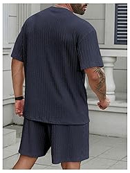 RoseSeek Men's 2 Piece Outfits Textured Drop