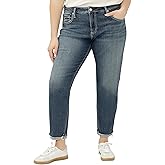 Silver Jeans Co. Women's Plus Size Boyfriend Mid Rise Slim Leg Jeans