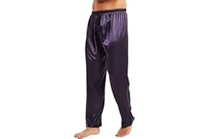 Lonxu Mens Satin Pyjamas Pants Sleep Bottoms Lounge Pants S~4XL