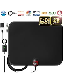 [Latest 2018] Amplified HD Digital TV Antenna Long 65-80 Miles Range &ndash; Support 4K 1080p & All Older TV's Indoor Powerful HDTV Amplifier Signal Booster - 18ft Coax Cable/with Power Adapter