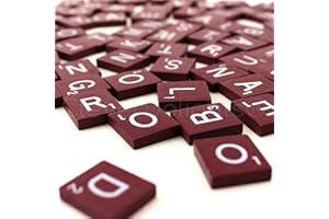 CleverDelights 100 Wood Letter Tiles - Maroon Color - Complete Set - Game Replacement Pieces