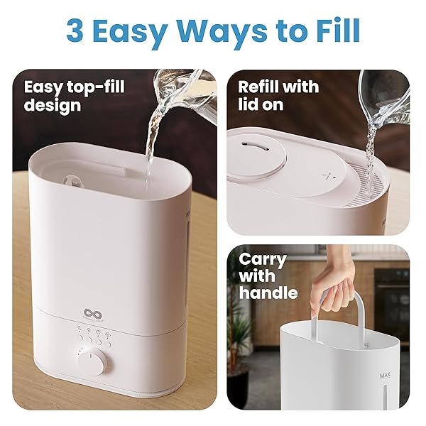 EVERLASTING COMFORT 6L HUMIDIFIER LARGE ROOM, HIGH MIST OUTPUT 60 HR RUNTIME ULTRASONIC TOP FILL HUMIDIFIERS FOR BEDROOM, EASY TO USE & CLEAN FOR HOME, BABY HUMIDIFIER, PLANTS, CONGESTION, INDOOR