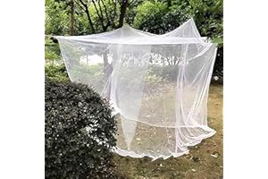 EMOPAW Outdoor Camping Mosquito Net, Large Size White Mesh Insect Netting with Storage Bag for Camping, Picnic, Outdoor Trips (One-Opening 118"x118"x77")