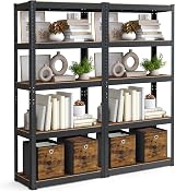 SONGMICS 2-Tier Shelving Units 30x75x150 cm Rustic Brown Black GLR030B02