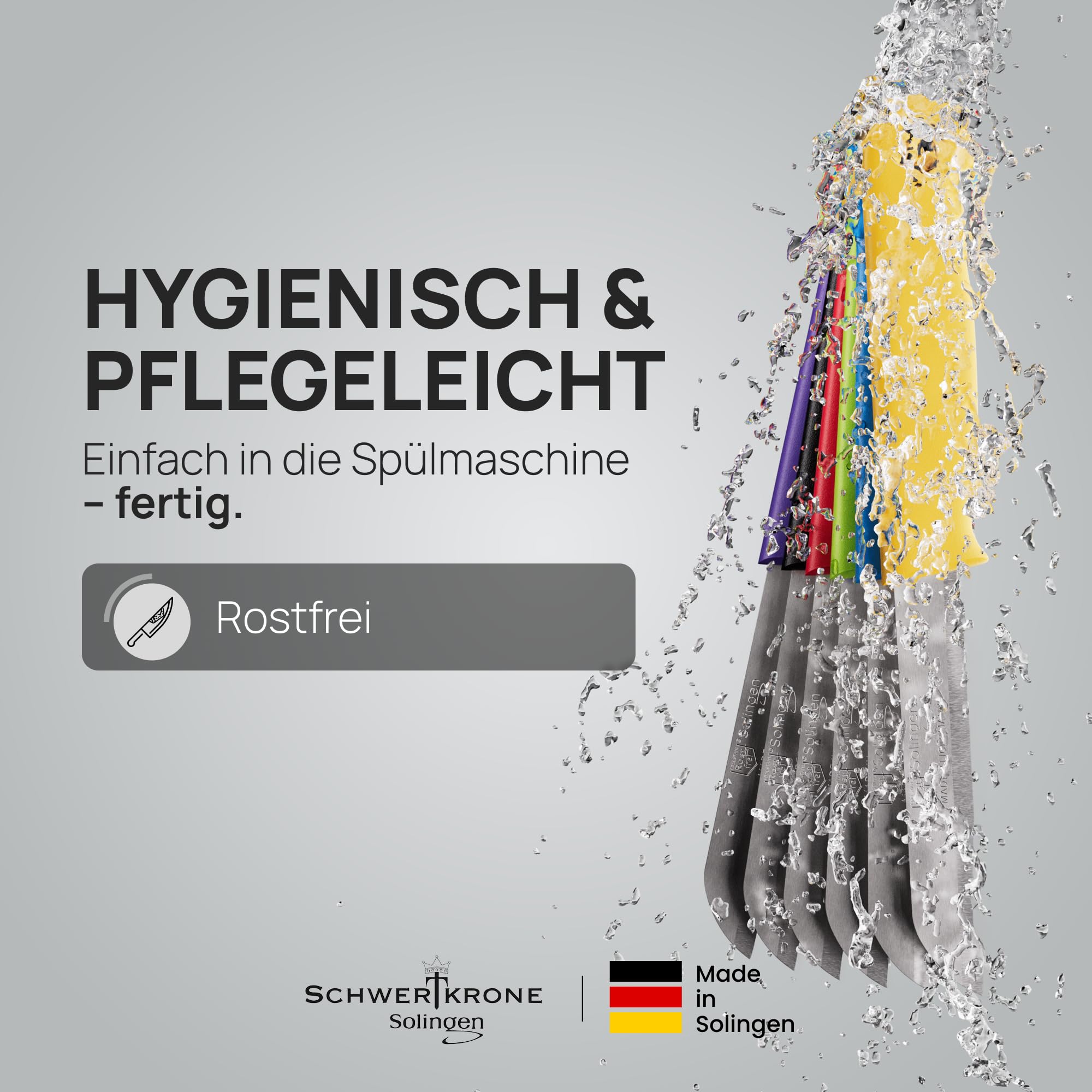 Schwertkrone® Schälmesser 7er Set [MADE IN SOLINGEN - GERMANY] - Gemüsemesser Obstmesser - Küchenmesser klein scharf - Schneidemesser Kartoffelschälmesser - Allzweckmesser (7x bunt - 6cm Klinge) 5