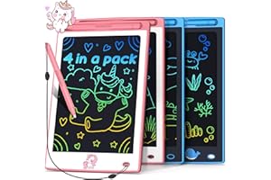 FLUESTON Toys LCD Writing Tablet Toddler,Toys for Boys Girls 3 4 5 6 7 8year,8.8 Inch 4pcs in 1 Pack Drawing Pad Toy Easter Basket Stuffers for Kids,Drawing Tablet Doodle Board Cute Unicorn Whale