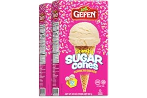 Gefen Sugar Cones (2 Pack = 24 Cones) | Crunchy & Delicious | Sweet Ice Cream Cones | Great for Parties
