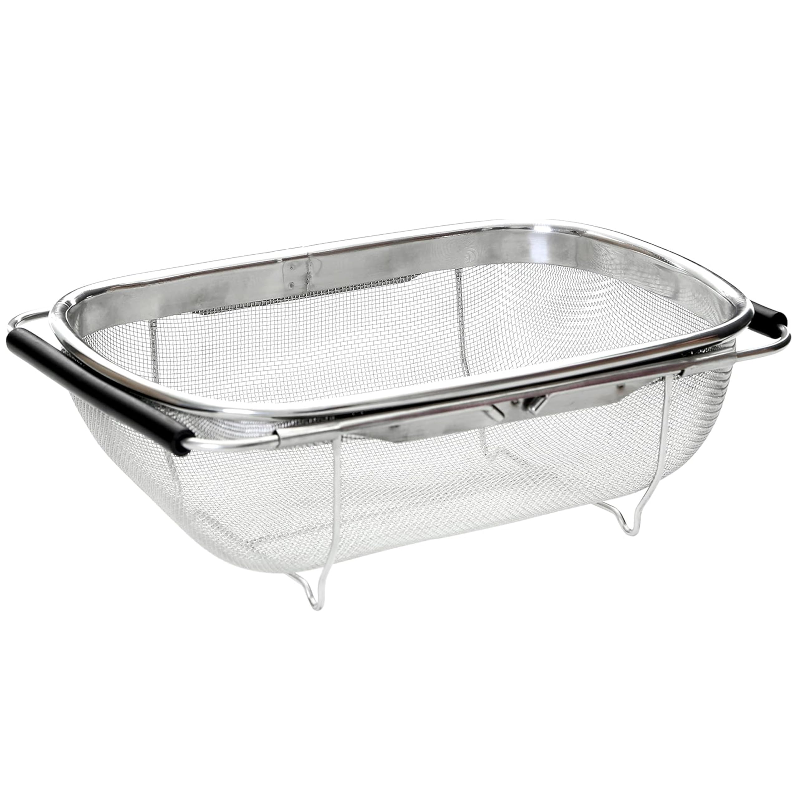Premier Housewares Kitchen Sink Strainer Wire Mesh Over Sink Colander Rice Strainer Sink Strainer Basket Large Sieve Dimensions (H x W x D): 11 x 30 x 19 cm, Silver