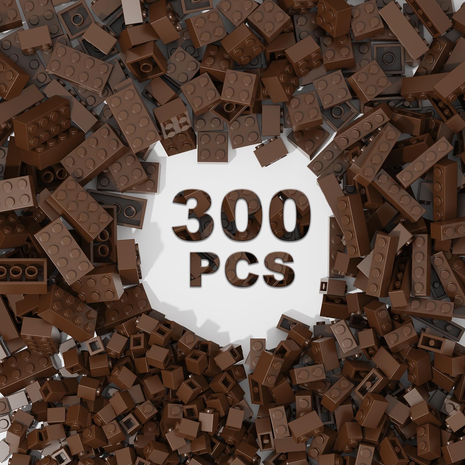 300 PCs Classic Building Bricks, Brown Bulk Bricks, Compatible With All Major Brand Parts and Pieces, Creative Building Block Toys for Boys Girls (Brown) — image 1
