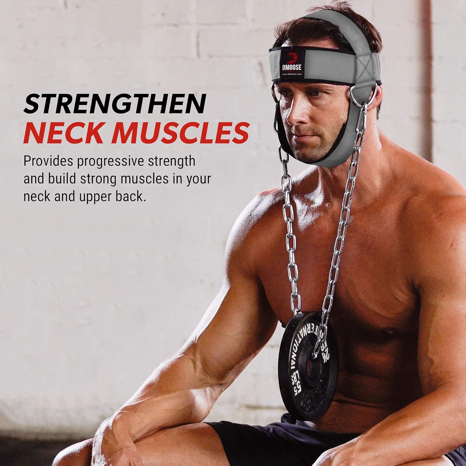 DMoose Neck Harness for Weight Lifting Neck Workout Builder Equipment for Training Gym Exerciser Head Harness Injury Recovery with Adjustable Long Steel Chain and Strap Improve Muscle Strength : Clothing