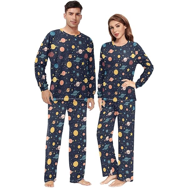 JHKKU Magic Sun Moon and Stars Pajama Set for Men's