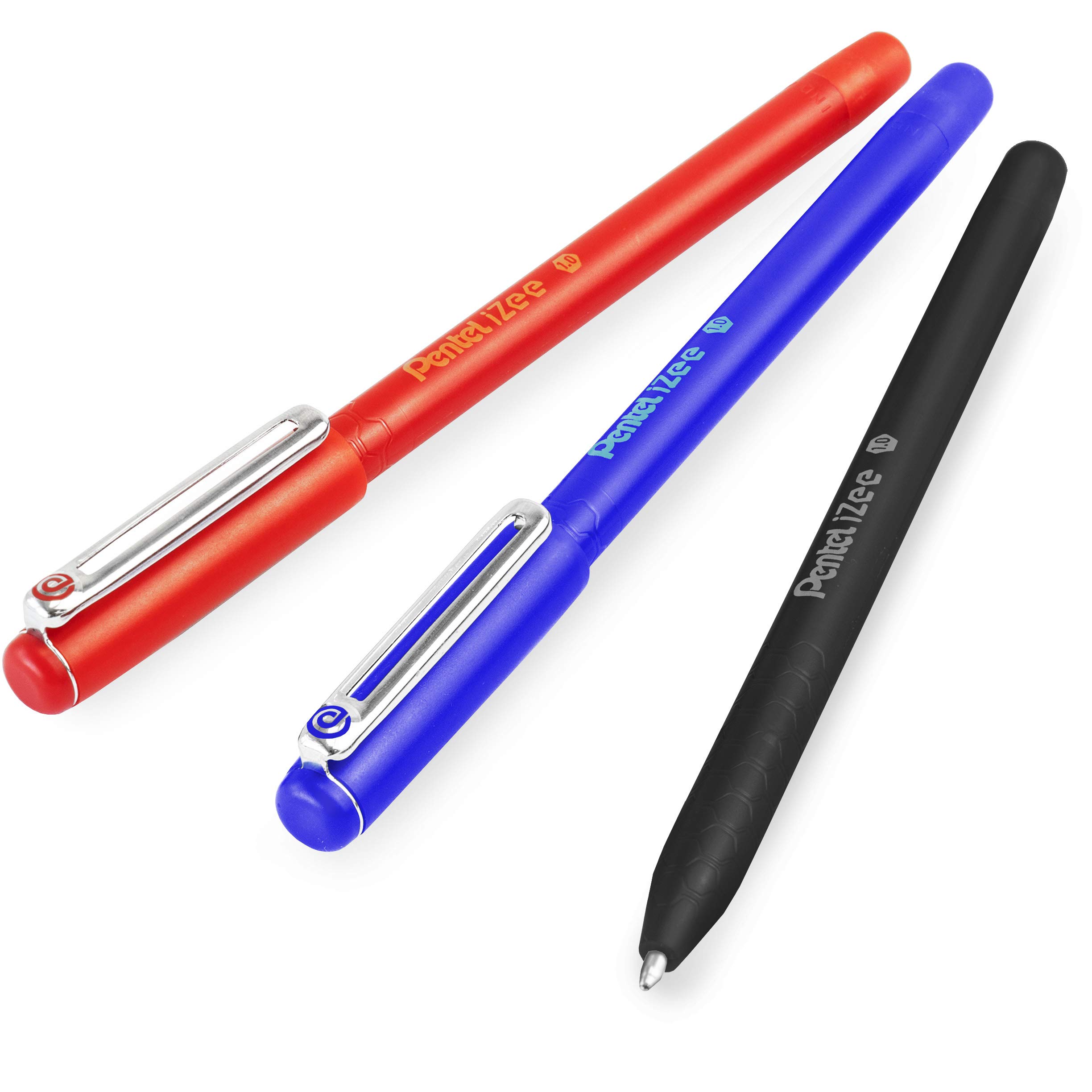 Pentel iZee BX460 Stick Ballpoint Pen - 1.0mm Nib - Black, Blue, Red Ink - Pack of 3