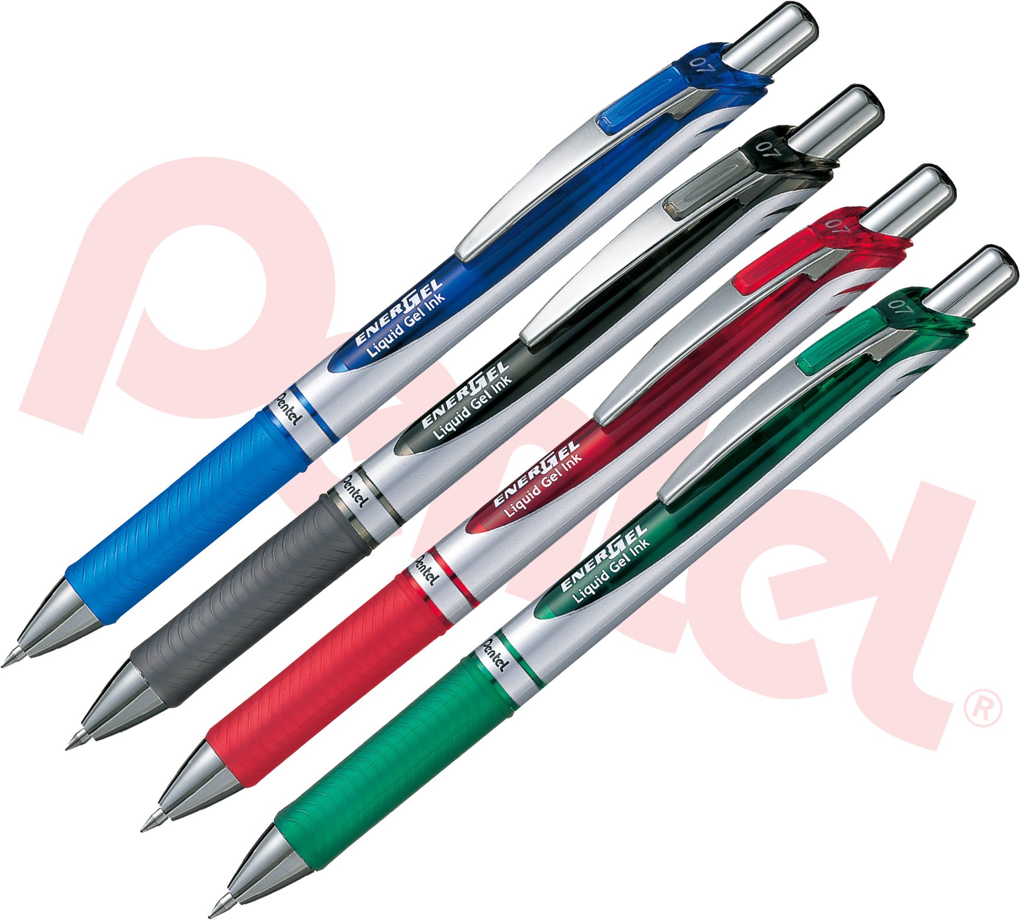Pentel EnerGel Gel Rollerball Pen with Push Mechanism, 1 Piece, 0.7 mm (Pack of 4, Basic Colours)