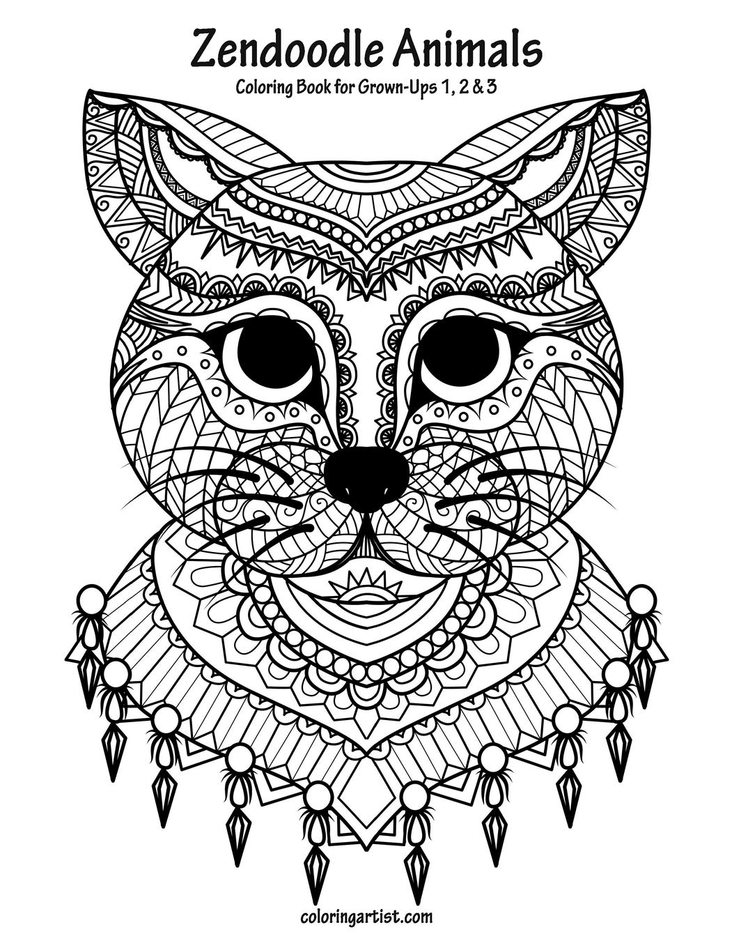 Amazon Com Zendoodle Animals Coloring Book For Grown Ups 1 2 3 Snels Nick Books