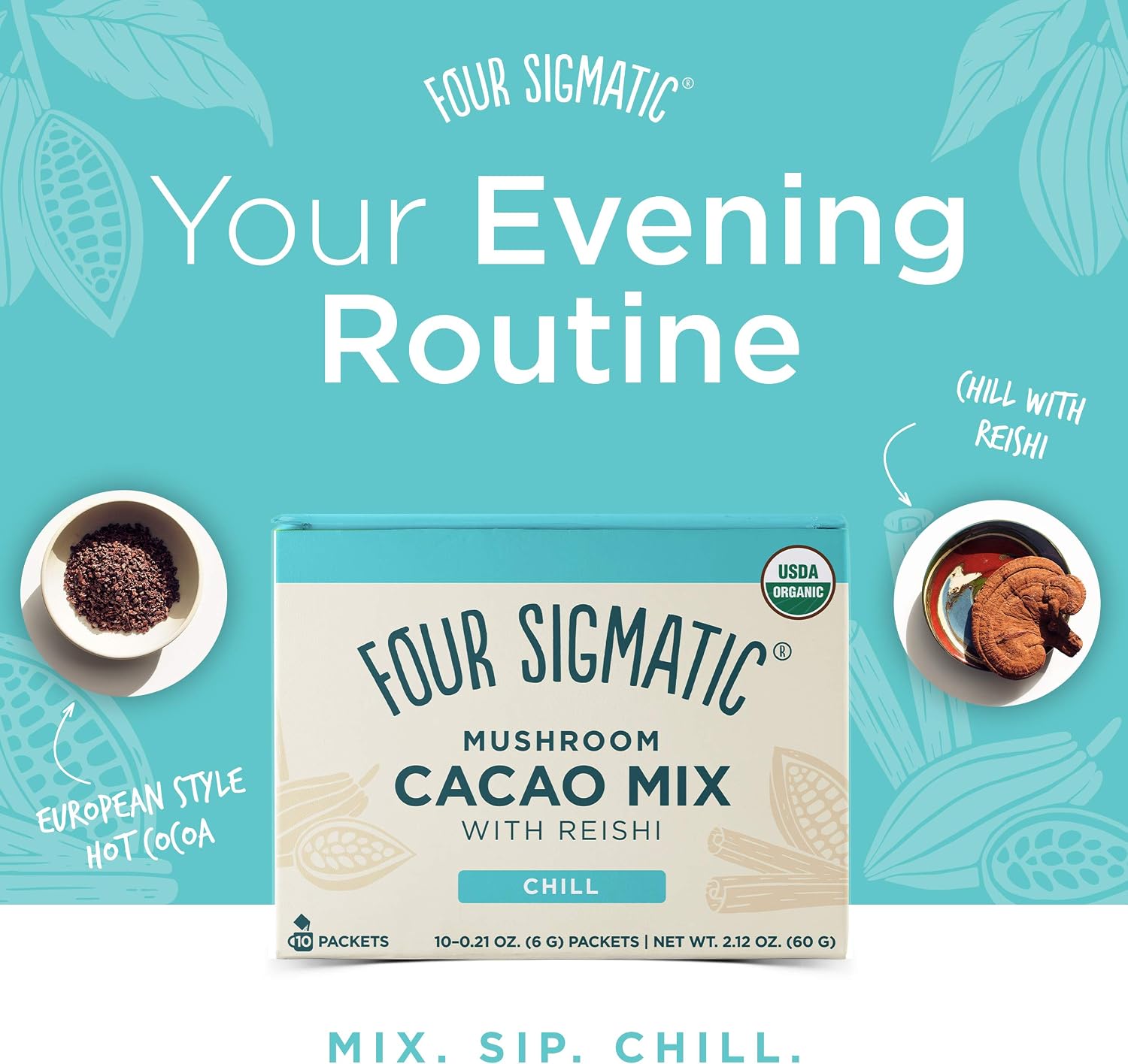 Four Sigmatic Calm Mushroom Cacao Mix, Organic instant cacao with organic reishi mushroom powder, For drinking or baking - Image 3