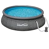 Summer Waves P10012361 Quick Set 12ft x 36in Outdoor Round Ring Inflatable Above Ground Swimming Pool with Filter Pump and Fi