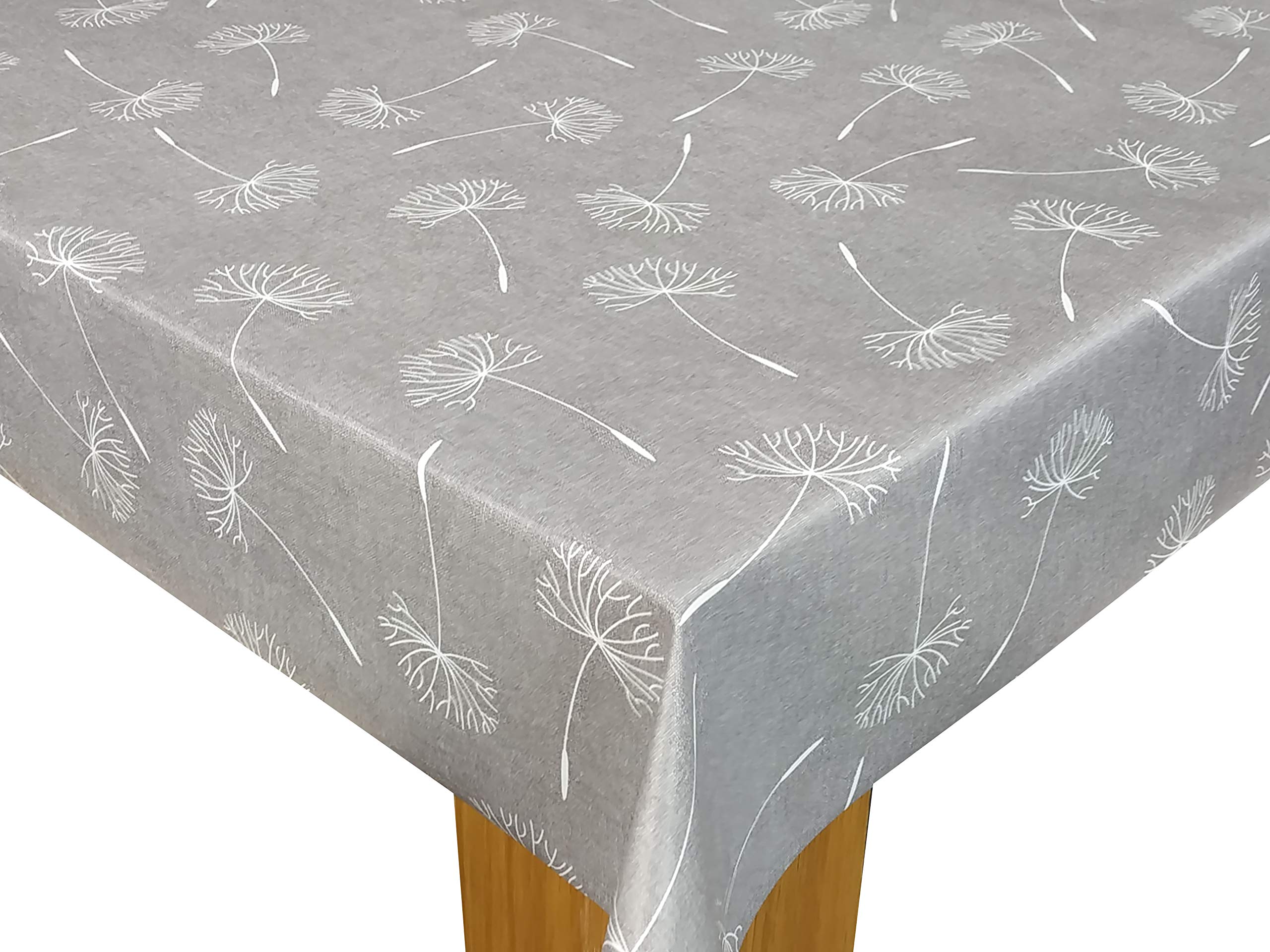 Karina Home Megan Wipe Clean Tablecloth Vinyl PVC (Grey, 250cm x 140cm)