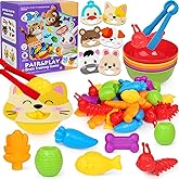 FQKIOMY Counting Animals Color Sorting Toys for Toddlers,Montessori Preschool Learning Animals Matching Feeding Sorting Games Christmas Stocking Stuffers Gifts for Boys Girls Ages 3+