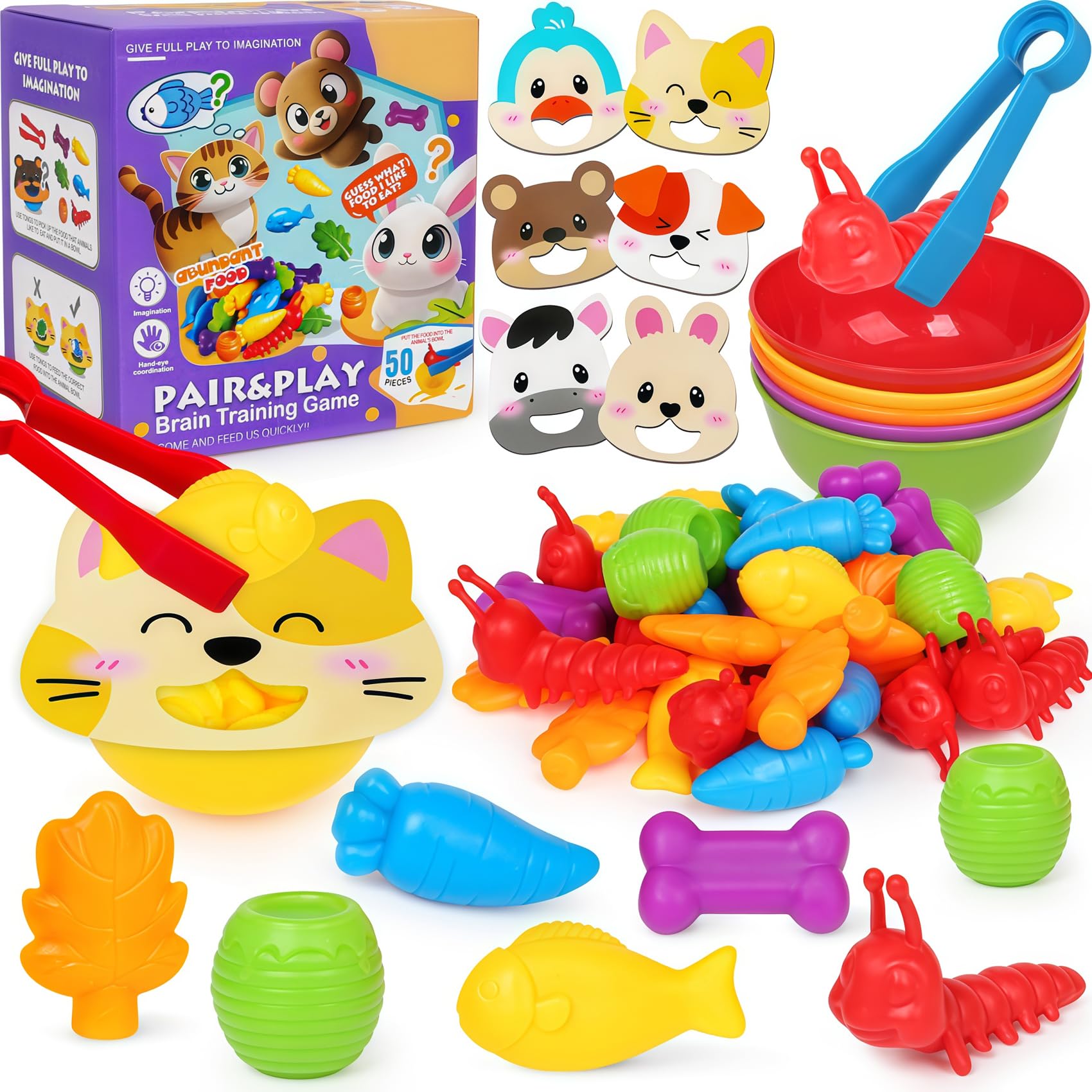 FQKIOMY Counting Animals Color Sorting Toys for Toddlers,Montessori Preschool Learning Animals Matching Feeding Sorting Games Christmas Stocking Stuffers Gifts for Boys Girls Ages 3+